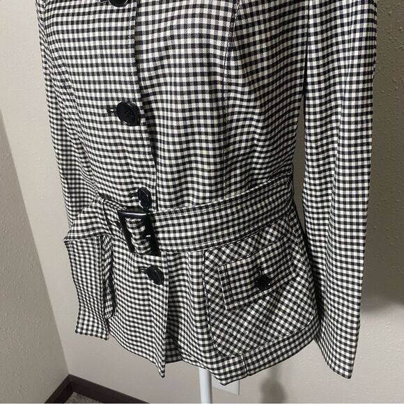 Carlisle Black & White Gingham Wool Blend Button Front Blazer/Coat Womens Size 8 - Picture 3 of 16